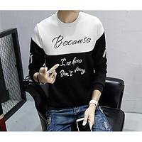 Men\'s Casual/Daily Sweatshirt Color Block Round Neck strenchy Cotton Long Sleeve Spring