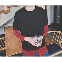 Men\'s Casual/Daily Simple Sweatshirt Solid Pure Color Round Neck Micro-elastic Cotton Long Sleeve Spring Fall