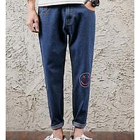 mens mid rise inelastic jeans pants simple slim solid