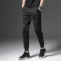 Men\'s Mid Rise Micro-elastic Chinos Sweatpants Pants, Simple Slim Solid