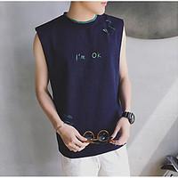 mens going out simple tank top letter round neck sleeveless cotton