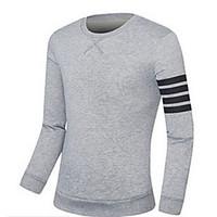 mens sports sweatshirt solid round neck micro elastic cotton long slee ...
