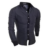 mens going out casualdaily simple spring fall shirt solid round neck l ...