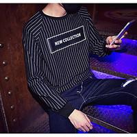 Men\'s Casual/Daily Going out Active Street chic Sweatshirt Letter Striped Round Neck strenchy Cotton Long Sleeve Spring Fall