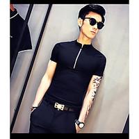 mens casualdaily simple summer t shirt letter standing collar short sl ...