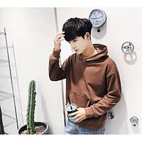 mens casualdaily simple hoodie solid pure color hooded micro elastic c ...