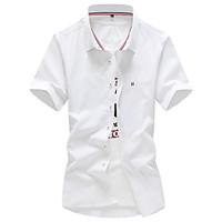 Men\'s Casual/Daily Party Club Vintage Simple Street chic Summer Shirt, Solid Shirt Collar Short Sleeve Polyester Thin