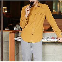 mens casualdaily beach simple spring fall shirt solid v neck long slee ...