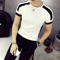 mens going out street chic t shirt striped round neck short sleeve cot ...