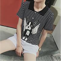 mens casualdaily simple summer shirt striped shirt collar short sleeve ...