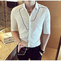 mens casualdaily simple shirt print shirt collar sleeve cotton thin