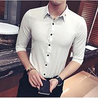 mens casualdaily simple shirt solid shirt collar sleeve cotton thin