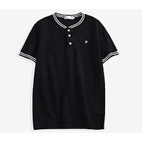 mens casualdaily simple polo solid round neck short sleeve cotton