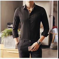 mens daily simple spring shirt lines waves shirt collar long sleeve co ...