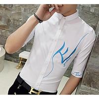 mens daily simple spring summer shirt print letter shirt collar 34 len ...