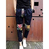 mens mid rise micro elastic chinos pants street chic harem color block