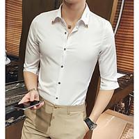 Men\'s Casual/Daily Simple Shirt, Solid Shirt Collar ½ Length Sleeve Cotton Thin