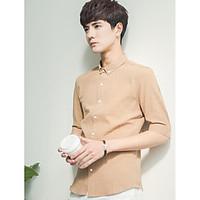 mens casualdaily simple shirt solid shirt collar sleeve linen thin