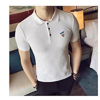 Men\'s Office/Career Vintage T-shirt, Solid Shirt Collar Short Sleeve Cotton