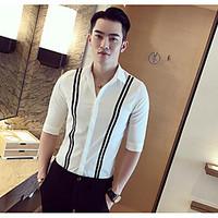 mens casualdaily simple shirt print shirt collar sleeve cotton thin