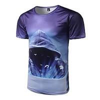 Men\'s Casual/Daily Active All Seasons T-shirt, Print Round Neck Short Sleeve Polyester Medium