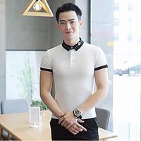 mens casual simple summer polo solid stand short sleeve cotton