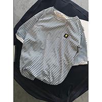 mens casual simple t shirt striped round neck short sleeve cotton