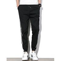 mens mid rise micro elastic chinos pants street chic slim solid