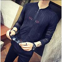 mens casualdaily simple summer jacket solid round neck long sleeve reg ...