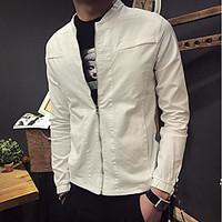 mens casualdaily simple spring jacket solid round neck long sleeve reg ...