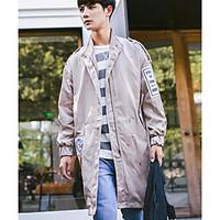 mens casualdaily simple fall trench coat solid hooded long sleeve long ...