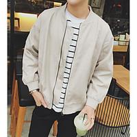 mens casualdaily simple spring jacket solid round neck long sleeve reg ...