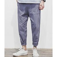 mens mid rise micro elastic chinos pants street chic harem solid