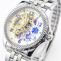 Men\'s Skeleton Watch Fashion Watch Mechanical Watch Automatic self-winding Water Resistant / Water Proof Alloy Band Silver