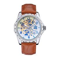 Men\'s Skeleton Watch Fashion Watch Mechanical Watch Automatic self-winding Water Resistant / Water Proof Leather Band Black Brown