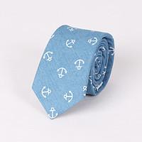 Men\'s Casual Fashion Personality Denim Anchor Printed Tie