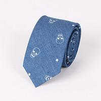 Men \'s Casual Fashion Personality Denim Skull Print Tie