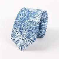 Men\'s Casual Fashion Personality Denim Cashew Flowers Printed Tie