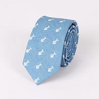 Men\'s Casual Fashion Personality Denim Fish Bone Printed Tie