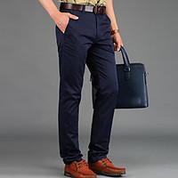 mens mid rise strenchy chinos pants simple straight solid