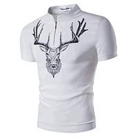 Men\'s Casual/Daily Beach Simple Active Summer T-shirt, Print Round Neck Short Sleeve Cotton Medium