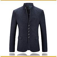 Men\'s Casual/Daily Simple Spring Summer Blazer, Solid Notch Lapel Long Sleeve Regular Polyester