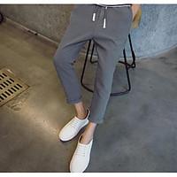 mens mid rise micro elastic skinny pants simple slim harem solid