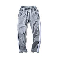 mens mid rise strenchy loose pants simple relaxed solid striped