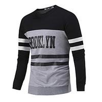 Men\'s Letter Casual / Sport Hoodie Sweatshirt, Cotton Long Sleeve Black / White