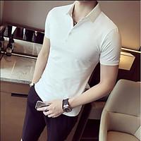 mens casualdaily simple t shirt print shirt collar short sleeve cotton ...