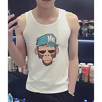 Men\'s Casual/Daily Simple Spring Summer Tank Top, Solid Print Round Neck Sleeveless Cotton Thin