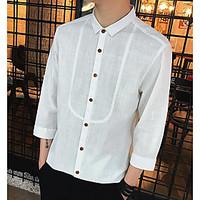 mens casualdaily simple shirt solid shirt collar long sleeve cotton th ...