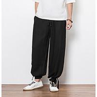 mens mid rise inelastic loose pants simple relaxed solid