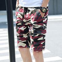 mens mid rise micro elastic chinos shorts pants simple slim camouflage ...